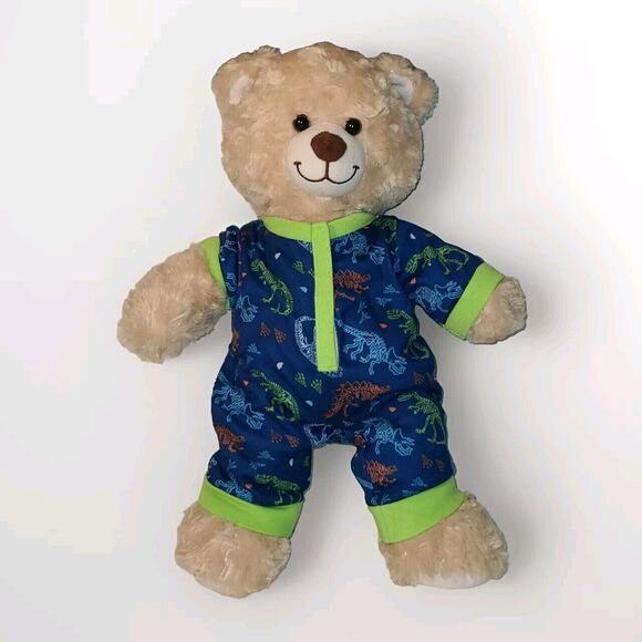 Build a Bear "Happy Hugs" Teddy In Blue Dinosaur Sleeper Soft Stuffed Plush 16" - Picture 1 of 8